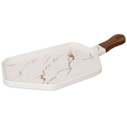 МЕНАЖНИЦА С ДЕРЕВЯННОЙ РУЧКОЙ КОЛЛЕКЦИЯ ЗОЛОТОЙ МРАМОР ЦВЕТ:WHITE 40*19 СМ - Lefard фото 3