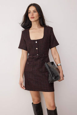 Murdum Kemerli Duz Kemerli K?sa / Mini Dokuma Elbise TWOAW26EL00365 - Trendyolmilla фото 2