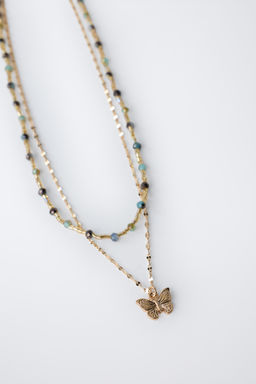 PACK OF TWO NECKLACES WITH BUTTERFLY BEADS - Zara фото 2