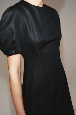 VESTIDO MIDI CON LINO ZW COLLECTION / Negro - Zara фото 4