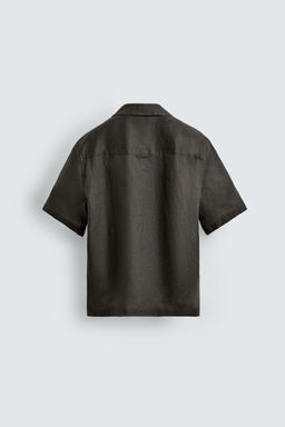 Рубашка CAMISA RELAXED FIT LINO льняная темно-зеленая