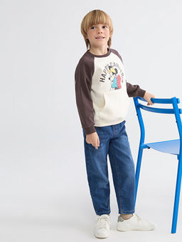 Mickey Mouse Bask?l? Erkek ?ocuk Kal?n Sweatshirt