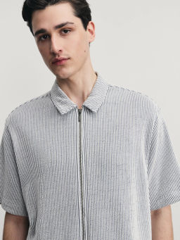 Рубашка в полоску на молнии / Zarina  фото 7