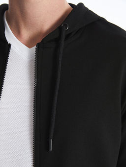 Kap??onlu Uzun Kollu Erkek Fermuarl? Sweatshirt