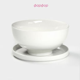 Набор посуды для рамена Доляна, 8 предметов: миска 1.6 л, тарелка d=20 см, 2 ложки, 2 пары палочек, фарфор, белый