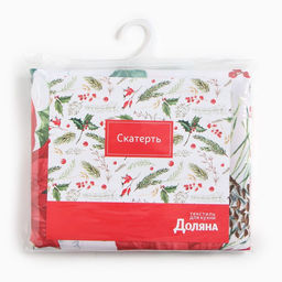 Скатерть новогодняя «Доляна. Рождественские цветы» 145×300 см