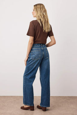 TRENDYOLMILLA Mavi Soluk Efekt Vintage Yuksek Bel Wide Leg Jeans TWOAW24JE00089  фото 12