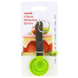 Ложка мерная пластмассовая, набор 4 штуки 2,5мл; 5мл; 7,5мл; 15мл, цвета микс, ручка из нержавеющей стали, на картоне (Китай) - Домашняя Мода фото 5