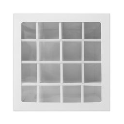 Цена за 2 шт. Коробка для 16 конфет, белая 17.7×17.7×3.8 см