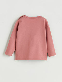 Bask?l? K?z Bebek Sweatshirt ve Pantolon 2li