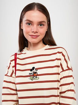 Bisiklet Yaka Mickey Mouse Nak??l? Uzun Kollu Kad?n Sweatshirt Tunik - Waikiki фото 2
