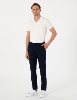 Lacivert Slim Fit Keten G_r_n_ml_ Kanvas Pantolon