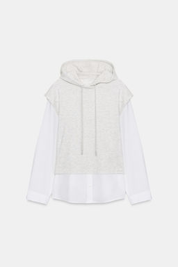 HOODED SHIRT WITH CONTRASTING HOODIE - Zara фото 12