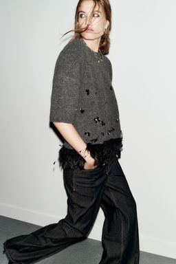 WOOL, SEQUIN AND FEATHER JUMPER - Zara фото 2