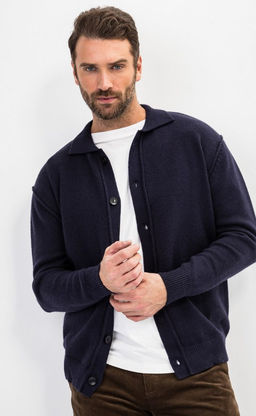 Кардиган мужской однотонный F310-0513 тёмно-синий - Fine joyce фото 2