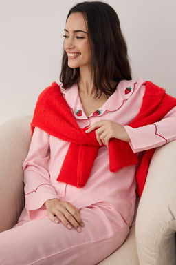 Pembe Duz Shally Dokuma Pijama Tak?m? THMAW26PT00169