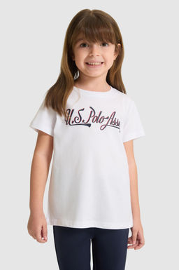 K_z _ocuk Beyaz Fit Bisiklet Yaka Basic Ti__rt - U.s. polo assn фото 2