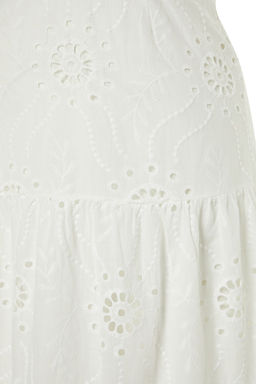 TRENDYOLMILLA Beyaz Belden Ac?lan Midi Astarl? Brode Dokuma Elbise TWOSS23EL00156 фото 7