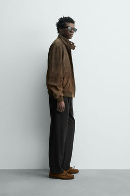 REGULAR FIT LEATHER SUEDE JACKET - Zara фото 12