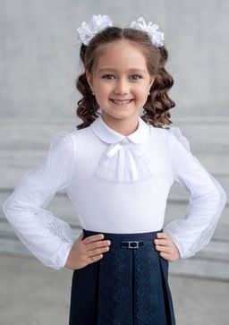 Далас, блузка трикотажная белый/122-60-54 - Alolika фото 2