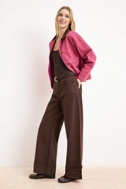 Koyu Mavi Paca Katlamal? Normal Bel Wide Leg Jeans TWOAW26JE00011 - Trendyolmilla фото 15