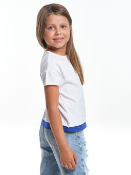Футболка с принтом для девочки UD 6475 бел/синий - Mini maxi фото 3