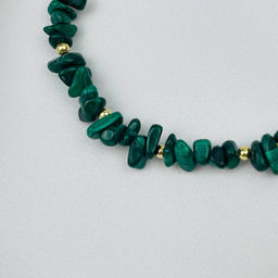 Браслет из черного Турмалина "Шерл",Малахита и Жемчуга 18 см +