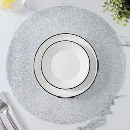 Набор салфеток сервировочных на стол Доляна Соломка, d=38 см, 4 шт, цвет серебряный  фото 11