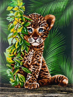 Кристальная (алмазная) мозаика ФРЕЯ ALPD-044 на подрамнике Малыш леопард 30 х 40 см
