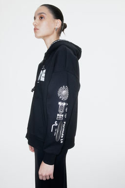 Chaqueta sudadera oversize con capucha y motivo - H&m фото 5