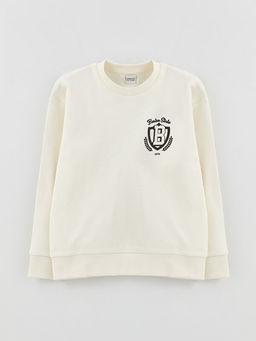 Rahat Kal?p Bisiklet Yaka Bask?l? Erkek ?ocuk Sweatshirt