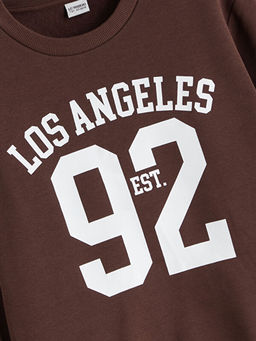 Bisiklet Yaka Los Angeles Bask?l? Erkek ?ocuk Sweatshirt