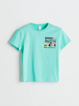 Bisiklet Yaka Bask?l? Erkek ?ocuk Ti??rt