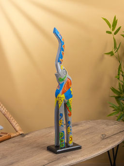 Сувенир «Слон пёстрый», на подставке, 9×16×60 см, дерево