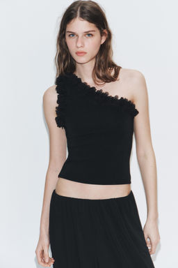 TOP ASIM?TRICO FLORES / Negro