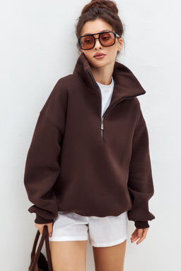 Толстовка женская из футера начес Комфорт шоколад макси