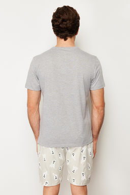 TRENDYOL MAN Gri Bask?l? Regular Fit Orme Sortlu Pijama Tak?m? TMNSS24PT00024 - Trendyolmilla фото 6