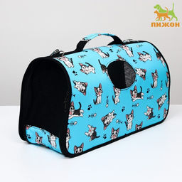 Сумка-переноска каркасная Играющие котики, размер L, 53 х 21 х 29 см, голубая