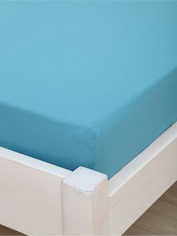 Простыня на резинке из поплина гладкокрашеного - Бирюза 180х200х25