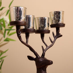 Подсвечник на 4 свечи «Олень», 26×13×30 см, алюминий