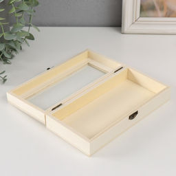 Шкатулка для росписи дерево со стеклом «Прямоугольная», для творчества, декора, замок пряжка, 18.5×9×4.5 см