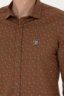 Мужская рубашка светло-хаки с длинным рукавом - U.s. polo assn фото 20