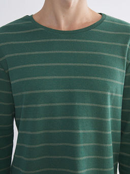 Bisiklet Yaka Uzun Kollu ?izgili Erkek Ti??rt