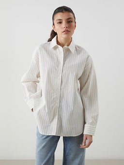 ?izgili Oversize Keten Kar???ml? Kad?n G?mlek