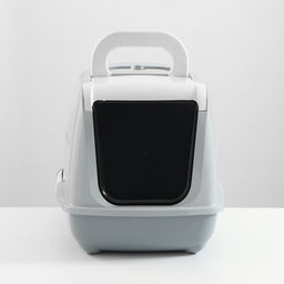 Туалет-домик для кошек закрытый с дверцей 50*38*37 см, серый - Пижон фото 2