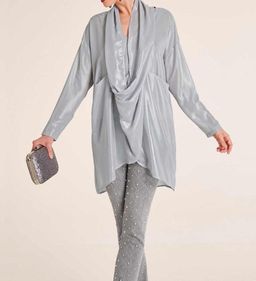 Блузка, серебристая