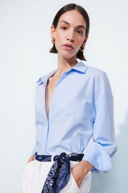 Oversize Genis Kal?p Basic Duz Oxford Uzun Kollu Gomlek