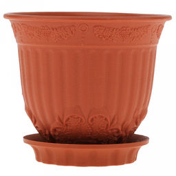 Терракот Горшок для цветов пластмассовый 0,1л, с поддоном, д6см, h5см, резной орнамент, морозостойкий полипропилен, т.м. NECO (Россия) - Домашняя мода фото 2