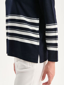 Bisiklet Yaka ?izgili Kad?n Triko Kazak