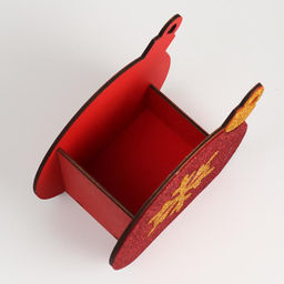 Ящик подарочный деревянный блестящий «Шар снежинка», красный, упаковка, 18.8×9.8×15.5 см